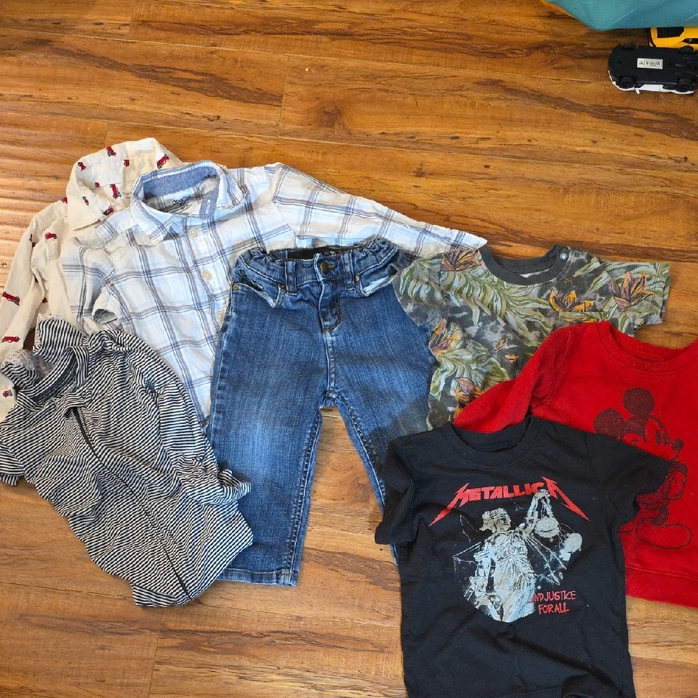 Joe's Jeans Red Short Sleeve Tee Pajama Caters Lot Of 7 Items 24 Months